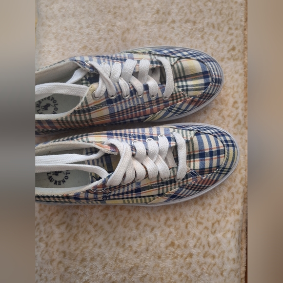 NEW, never worn! Polo‎ Ralph Lauren Plaid Women’s Sz 9B  Tennis Shoes  Lace Up - Picture 2 of 13